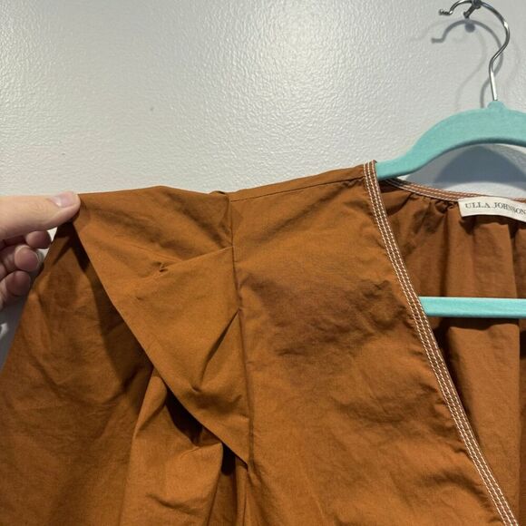 Ulla Johnson Mini Dress Corliss Cotton Poplin Sumac Orange Womens sz 10 - Picture 3 of 10